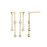 M by Monte Luna Gold-Plated Sterling Silver Bezel-Set Lab-Created Diamond Chain Dangle Earrings