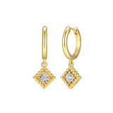 M by Monte Luna Gold-Plated Sterling Silver Lab-Created Diamond Beaded Halo Huggie Drop Earrings