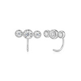 M by Monte Luna Rhodium-Plated Sterling Silver Lab-Created Diamond Ear Crawler Curved Post Earrings