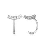 M by Monte Luna Rhodium-Plated Sterling Silver Lab-Created Diamond Curved Bar Curved Post Earrings