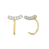 M by Monte Luna Gold-Plated Sterling Silver Lab-Created Diamond Curved Bar Curved Post Earrings