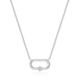 M by Monte Luna Rhodium-Plated Sterling Silver Paperclip & Lab-Created Diamond Accent Pendant Necklace