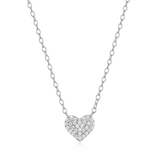M by Monte Luna Rhodium-Plated Sterling Silver Lab-Created Diamond Pave Heart Necklace