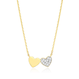 M by Monte Luna Gold-Plated Sterling Silver Lab-Created Diamond Twin Heart Necklace