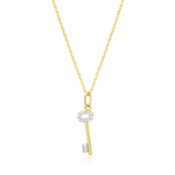 M by Monte Luna Gold-Plated Sterling Silver Lab-Created Diamond Skeleton Key Pendant Necklace
