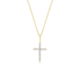M by Monte Luna Gold-Plated Sterling Silver Lab-Created Diamond Cross Pendant Necklace