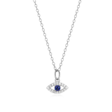 M by Monte Luna Rhodium-Plated Sterling Silver Lab-Created Sapphire & Lab-Created Diamond Evil Eye Pendant Necklace