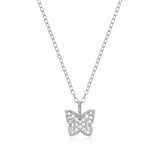 M by Monte Luna Rhodium-Plated Sterling Silver Pave Butterfly Lab-Created Diamond Pendant Necklace