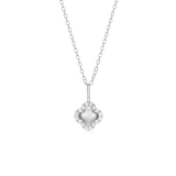 M by Monte Luna Rhodium-Plated Sterling Silver Lab-Created Diamond Clover Pendant Necklace