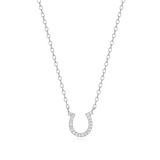 M by Monte Luna Rhodium-Plated Sterling Silver Lab-Created Diamond Horseshoe Statement Necklace