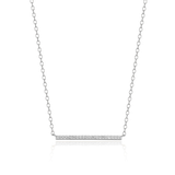 M by Monte Luna Rhodium-Plated Sterling Silver Lab-Created Diamond Pave Bar Necklace