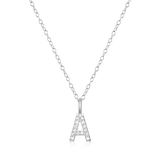 M by Monte Luna Rhodium-Plated Sterling Silver Lab-Created Diamond Letter "A" Initial Pendant Necklace