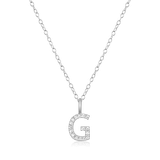 M by Monte Luna Rhodium-Plated Sterling Silver Lab-Created Diamond Letter "G" Initial Pendant Necklace