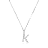 M by Monte Luna Rhodium-Plated Sterling Silver Lab-Created Diamond Letter "K" Initial Pendant Necklace