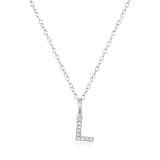 M by Monte Luna Rhodium-Plated Sterling Silver Lab-Created Diamond Letter "L" Initial Pendant Necklace
