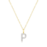 M by Monte Luna Gold-Plated Sterling Silver Lab-Created Diamond Letter "P" Initial Pendant Necklace
