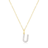 M by Monte Luna Gold-Plated Sterling Silver Lab-Created Diamond Letter "U" Initial Pendant Necklace