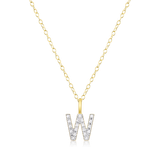M by Monte Luna Gold-Plated Sterling Silver Lab-Created Diamond Letter "W" Initial Pendant Necklace