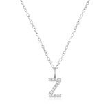 M by Monte Luna Rhodium-Plated Sterling Silver Lab-Created Diamond Letter "Z" Initial Pendant Necklace
