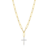 M by Monte Luna Two-tone Sterling Silver Cross Pendant Lab-Created Diamond Paperclip Necklace