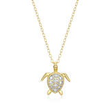 M by Monte Luna Two-tone Sterling Silver Sea Turtle Lab-Created Diamond Pendant Necklace