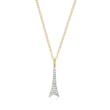 M by Monte Luna Two-tone Sterling Silver Eiffel Tower Lab-Created Diamond Pendant Necklace