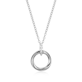 M by Monte Luna Rhodium-Plated Sterling Silver Knife Edge Circle Link Lab-Created Diamond Pendant Necklace