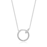 M by Monte Luna Rhodium-Plated Sterling Silver Open Circle Link Lab-Created Diamond Necklace