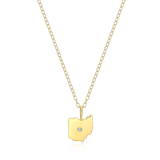 M by Monte Luna Gold-Plated Sterling Silver Ohio State Lab-Created Diamond Pendant Necklace