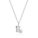 M by Monte Luna Rhodium-Plated Sterling Silver Louisiana State Lab-Created Diamond Pendant Necklace