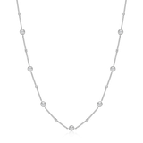 M by Monte Luna Rhodium-Plated Sterling Silver Bezel Station Lab-Created Diamond Beaded Friendship Necklace