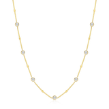 M by Monte Luna Gold-Plated Sterling Silver Bezel Station Lab-Created Diamond Beaded Friendship Necklace