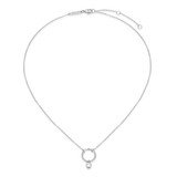 M by Monte Luna Rhodium-Plated Sterling Silver Open Circle Bezel-Set Lab-Created Diamond Accent Pendant Necklace