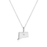 M by Monte Luna Rhodium-Plated Sterling Silver Connecticut State Lab-Created Diamond Pendant Necklace