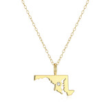 M by Monte Luna Gold-Plated Sterling Silver Maryland State Lab-Created Diamond Pendant Necklace