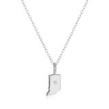 M by Monte Luna Rhodium-Plated Sterling Silver Indiana State Lab-Created Diamond Pendant Necklace