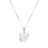 M by Monte Luna Rhodium-Plated Sterling Silver Arkansas State Lab-Created Diamond Pendant Necklace