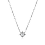 M by Monte Luna Rhodium-Plated Sterling Silver Lab-Created Diamond Beaded Halo Necklace