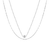 M by Monte Luna Rhodium-Plated Sterling Silver Lab-Created Diamond Lumachina & Forzatina Cable Double Chain Necklace