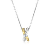 M by Monte Luna Gold-Plated Sterling Silver Lab-Created Diamond Two-Tone Crossover Pendant Necklace