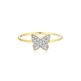 M by Monte Luna Gold-Plated Sterling Silver Lab-Created Diamond Butterfly Statement Ring