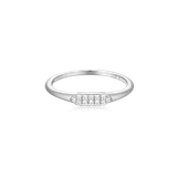 M by Monte Luna Rhodium-Plated Sterling Silver Lab-Created Diamond Long Hex Stackable Ring