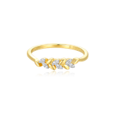 M by Monte Luna Gold-Plated Sterling Silver Lab-Created Diamond Laurel Statement Ring