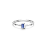M by Monte Luna Rhodium-Plated Sterling Silver Lab-Created Sapphire Baguette & Lab-Created Diamond Round Cluster Ring