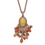 1928 Jewelry Copper-Tone Oval Frame Mother of Pearl Multicolor Faceted Acrylic Beads Cluster Adjustable 16 Inch Necklace with 3 Inch Extension