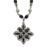 1928 Jewelry Silver-Tone Link Clear Black and Hematite Crystal Faceted Beads Acrylic Stone Accented with 3 Inch Extension Necklace
