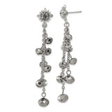 1928 Jewelry Silver-Tone Hematite Glass Stone and Faceted Beads Cluster Long Dangle Earrings, 69 mm