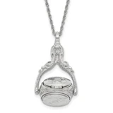 1928 Jewelry Silver-Tone Three Sided Spinning Floral Pattern Oval 13 mm Lockets 30 Inch Necklace Holds 6 Photos