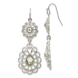 1928 Silver-Tone Crystal Dangle Shepherds Hook Drop French Wire Earrings, 57 mm
