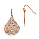 1928 Jewelry Copper-Tone Filigree Pear Shaped Dangle French Wire Earrings, 38 mm